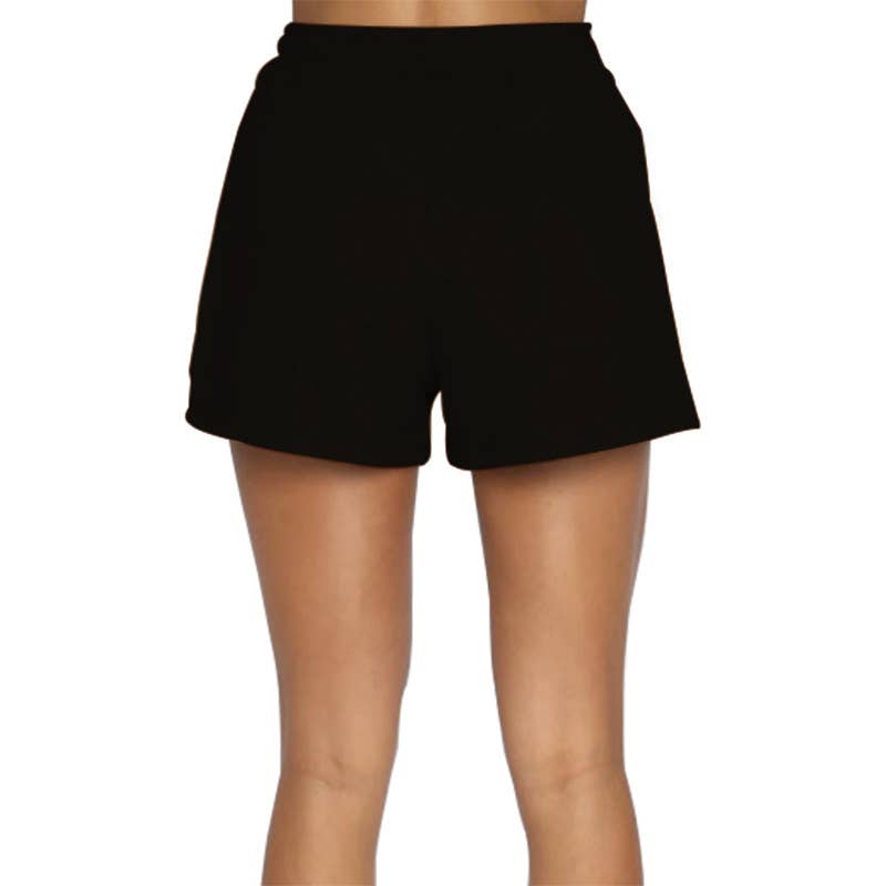 Pocket solid-color shorts and hoodie set