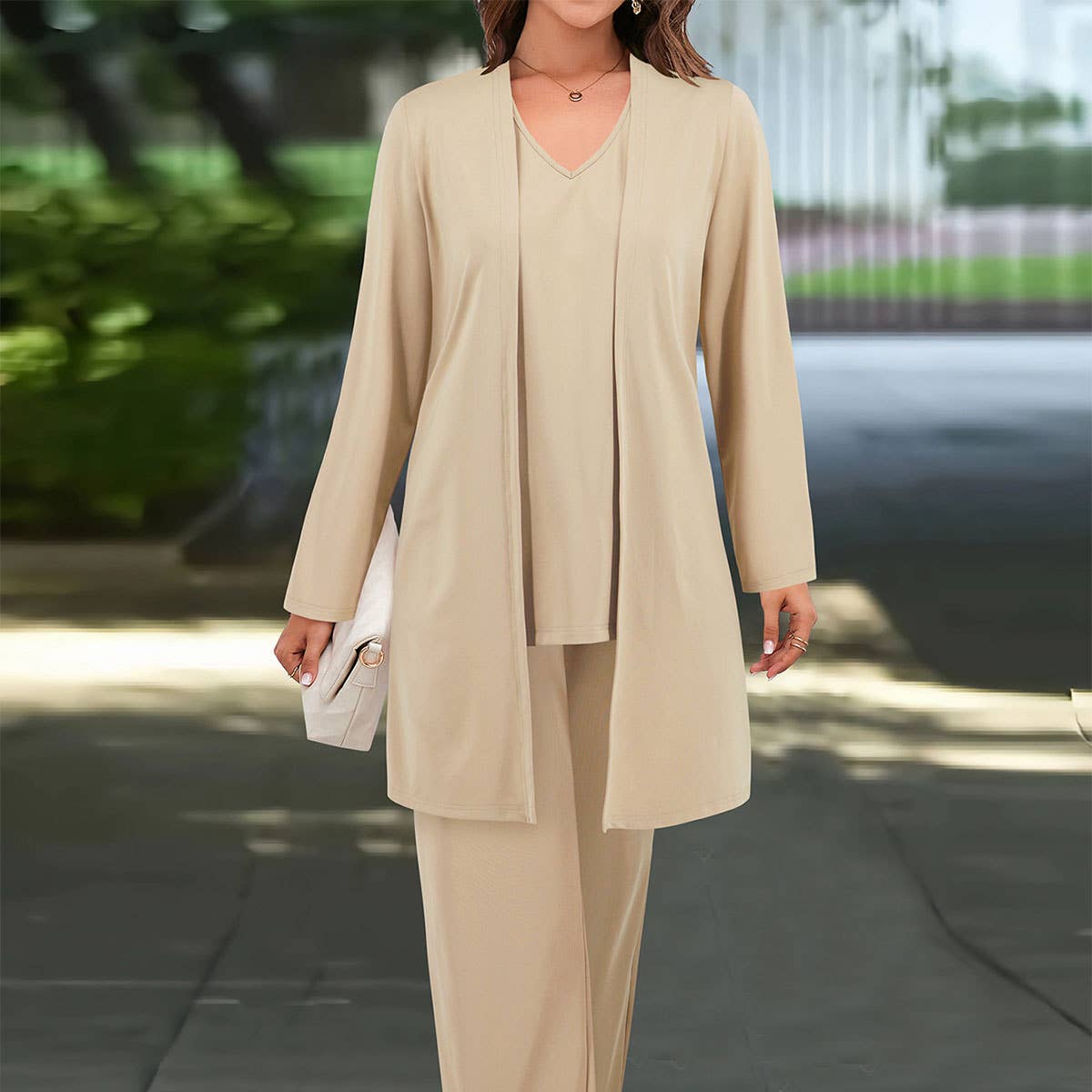Vest top casual straight-leg pants three-piece suit