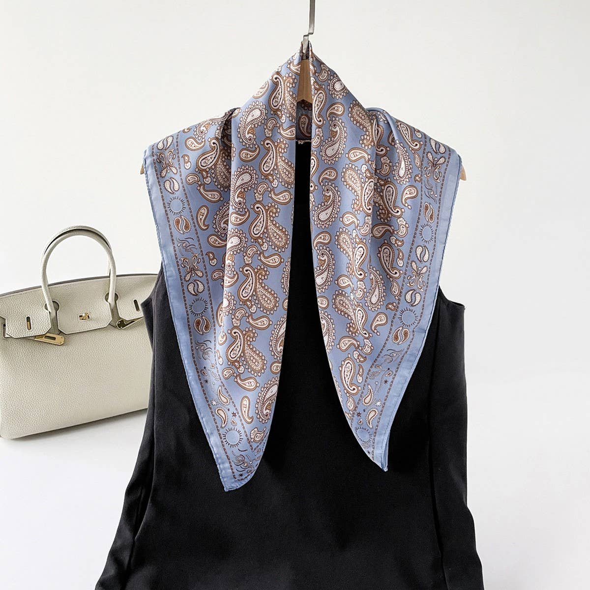 Paisley Satin Square Scarf ??70cm Neck & Head _CWASC0825