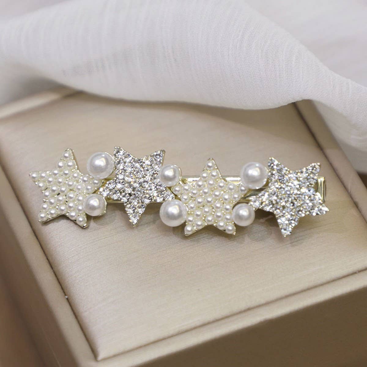 PEARL STAR BOW HAIRPIN DUCKBILL CLIP SIDE CLIP_CWAHA4739
