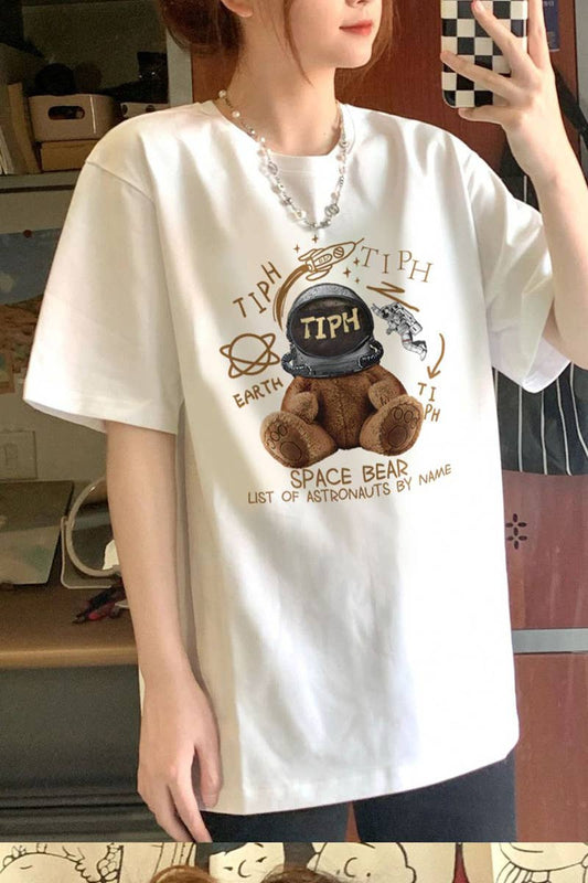 Cwtts0964_Cartoon Bear Print Casual T Shirt