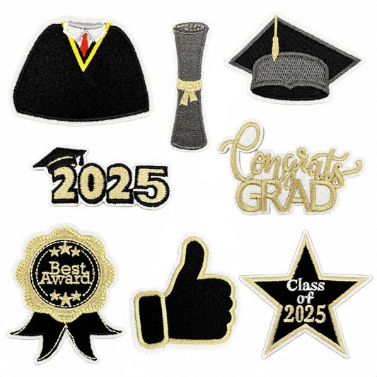 BLACK AND GOLD GRADUATION SEASON EMBROIDERED PATCH_CWMM4057