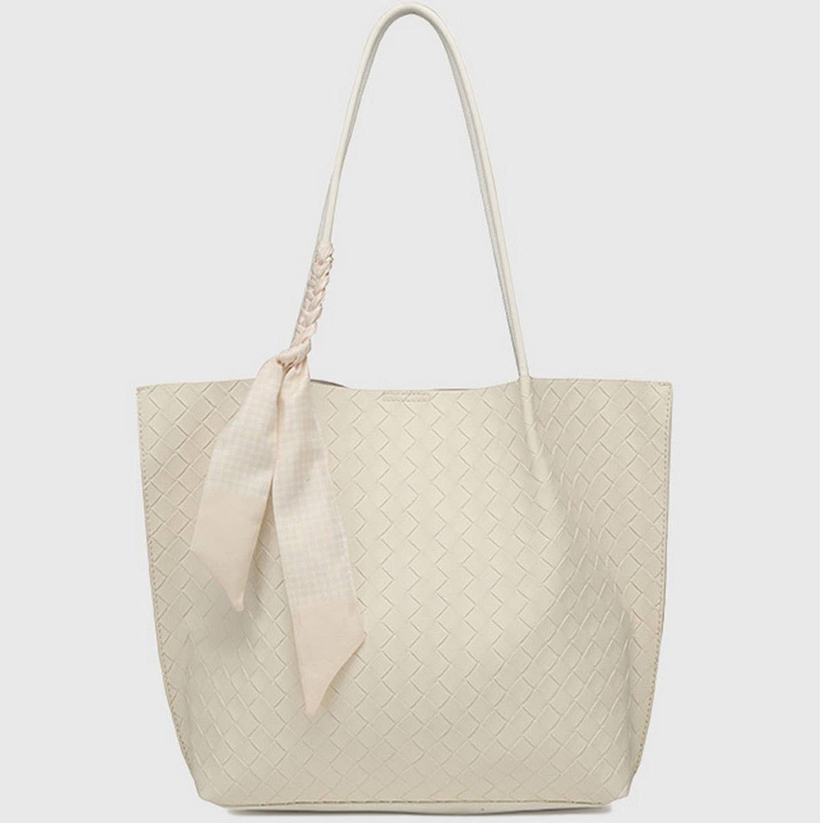 Large Woven Texture Tote Bag ??Stylish & Elegant＿CWAB5117
