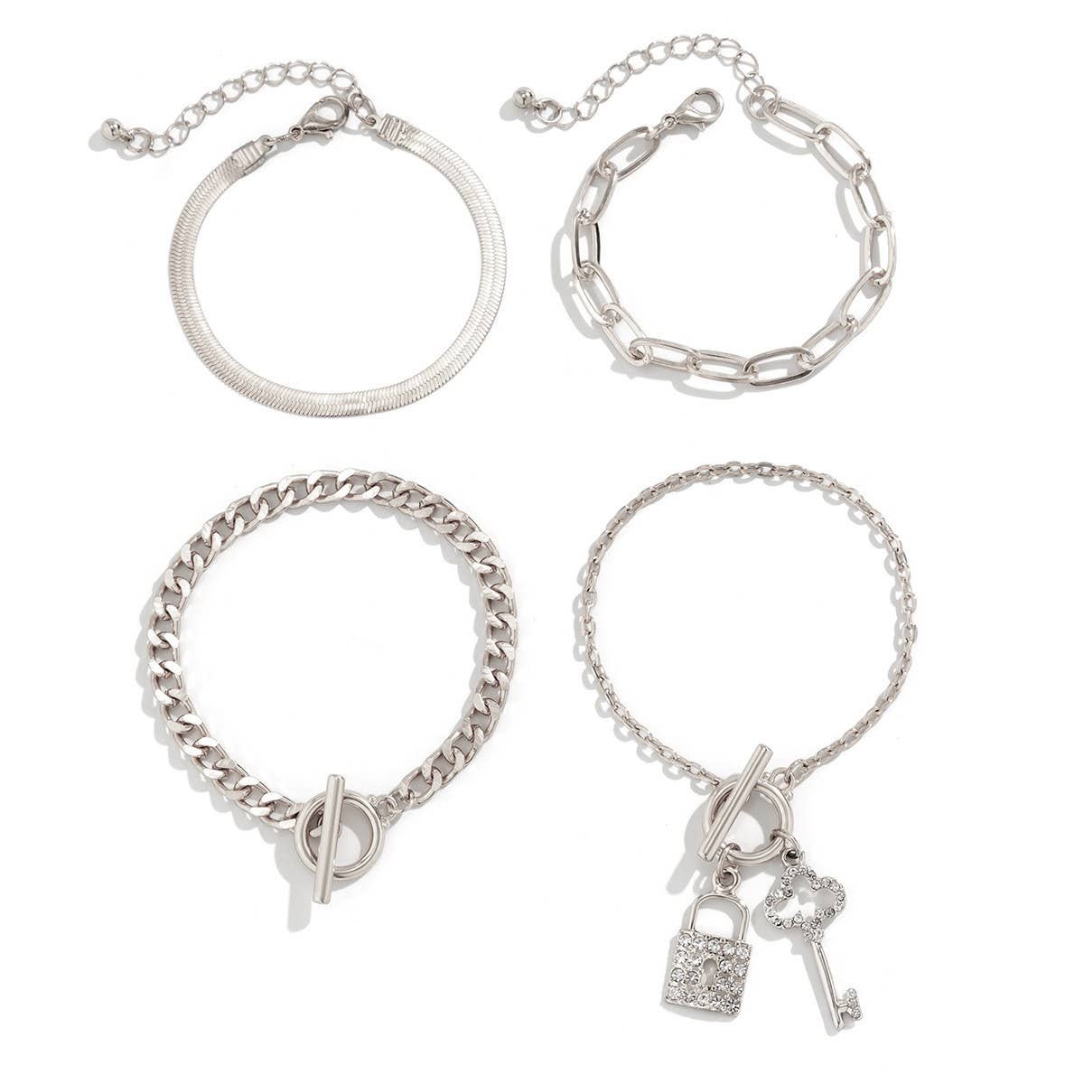 SNAKE BONE CHAIN VINTAGE KEY BRACELET NECKLACE_CWAJE1148