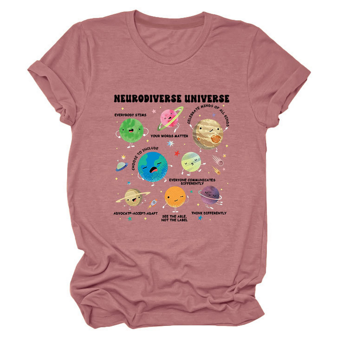 Casual Cute Tee ??Neurodiverse Universe Design_CWTTSL0513