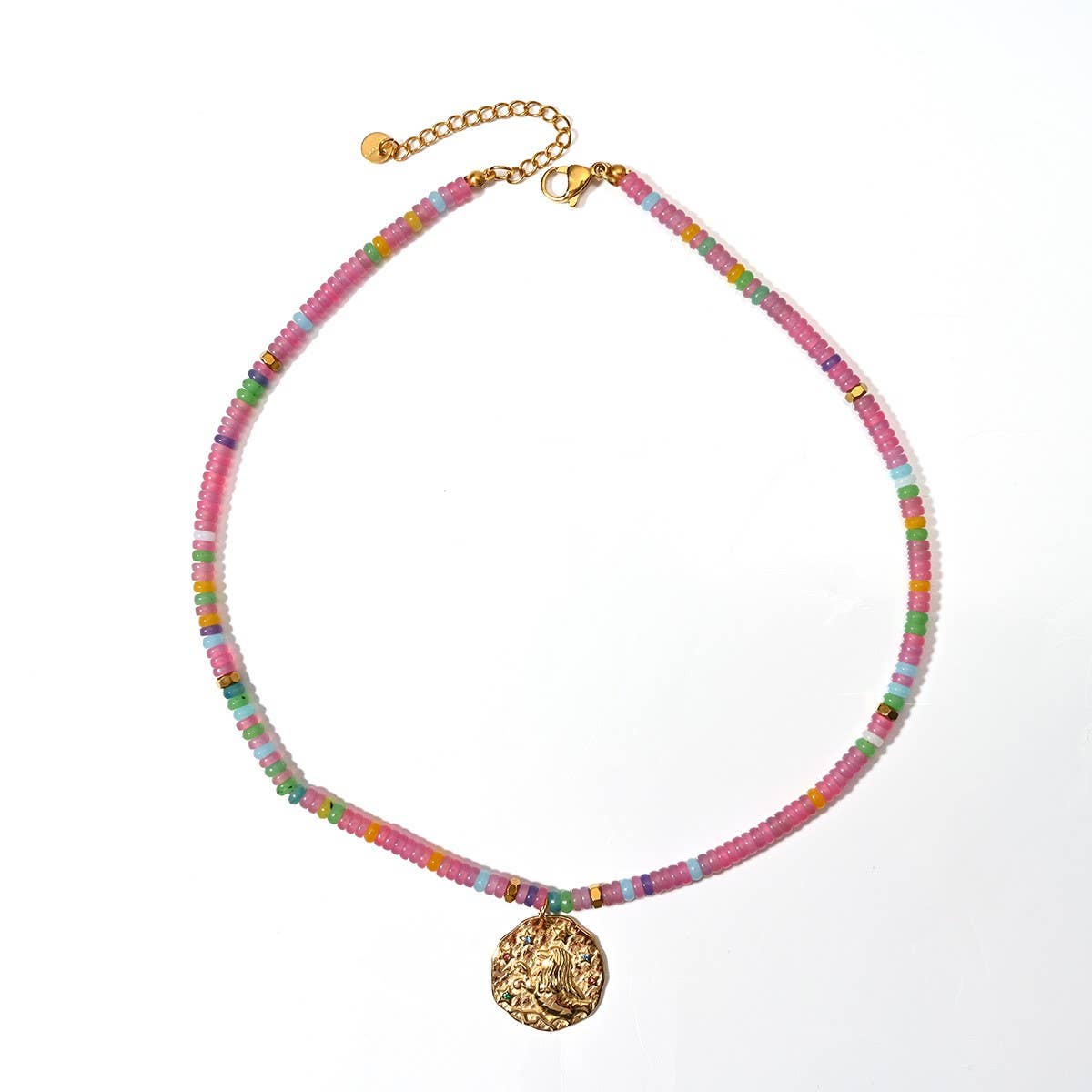 Stainless Steel Zodiac Necklace with Natural Gems_CWMM8881