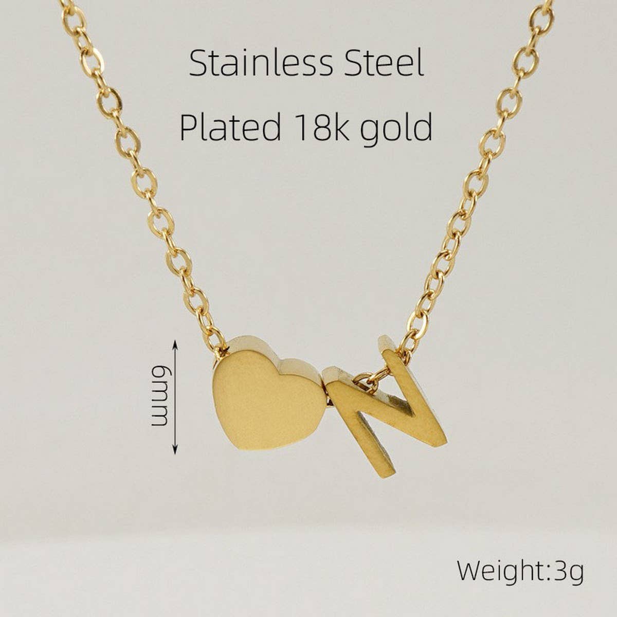 18K GOLD HEART LETTER PENDANT NECKLACE_CWAJE0692