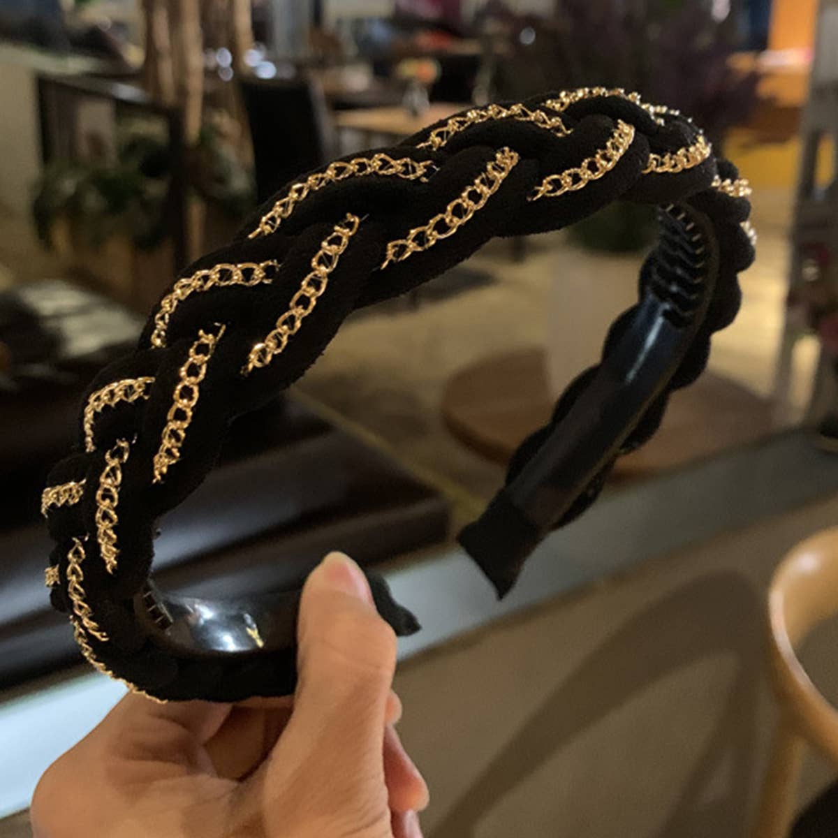 CHAIN DECOR BRAIDEDDESIGN HEADBAND_CWAHA0205