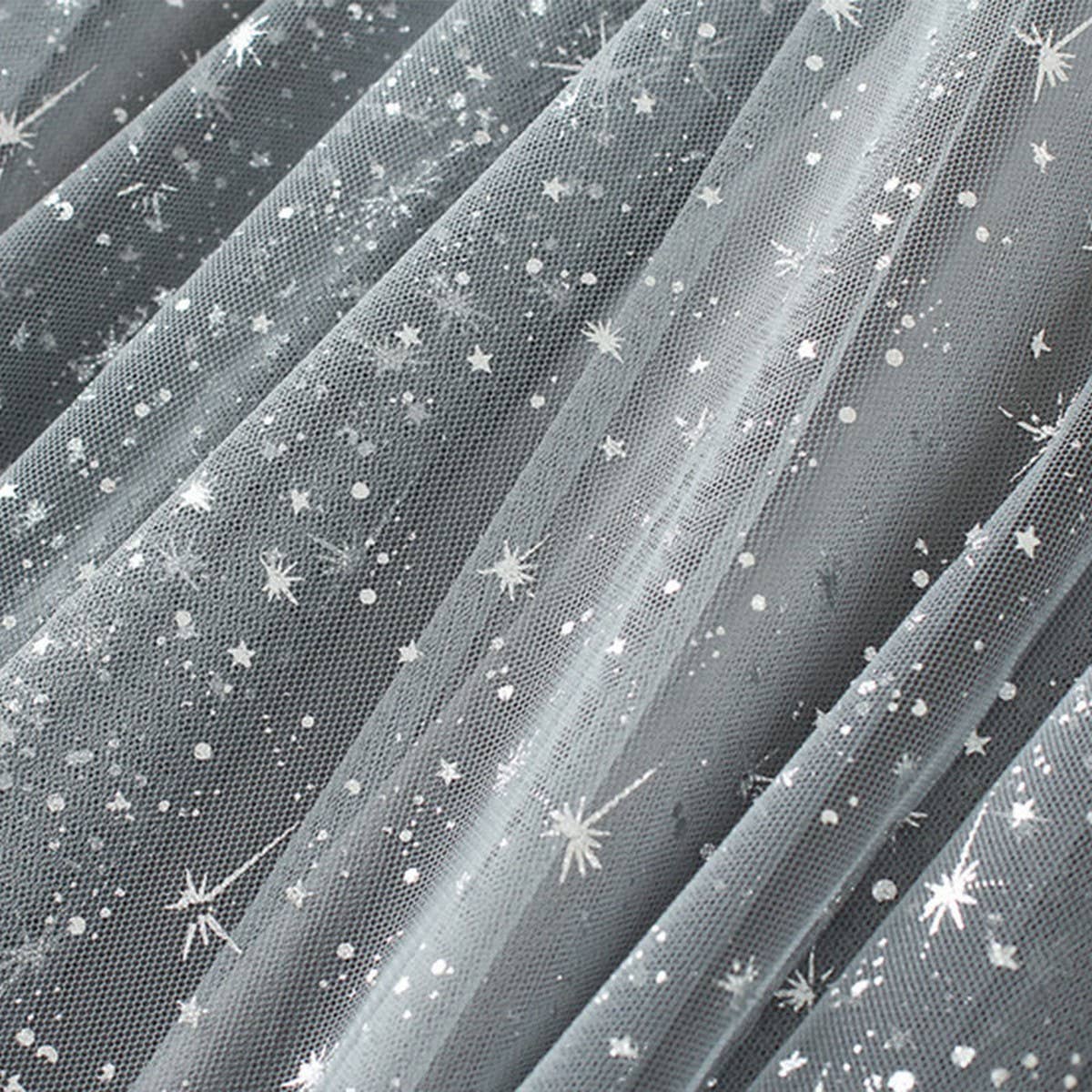Starry Sequin Tulle A-Line Fairy Midi Skirt_CWBMS0389