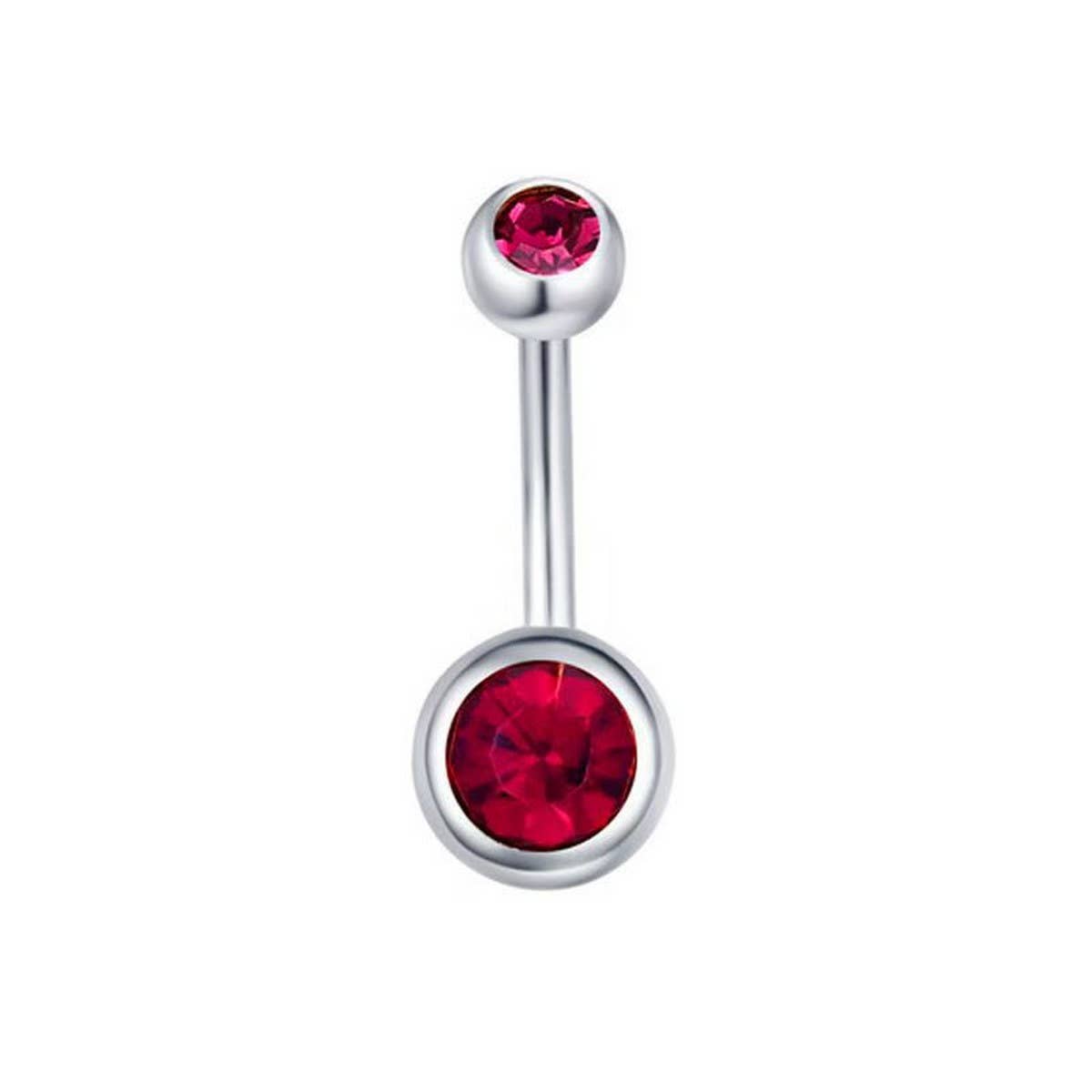 Double Gem Belly Button Ring ? Stainless Steel