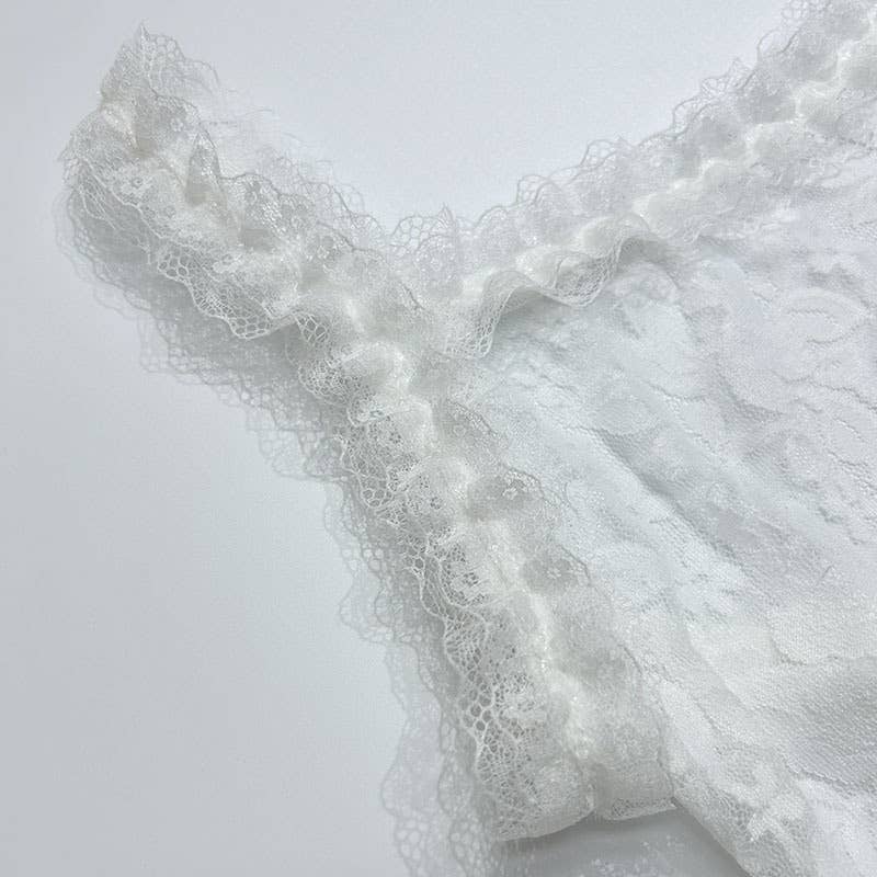 Lace semi-transparent halter one-shoulder dress