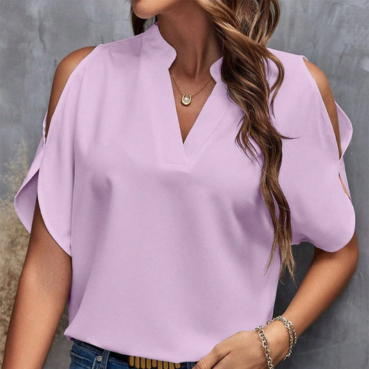 V-NECK FASHION SLEEVED BLOUSE