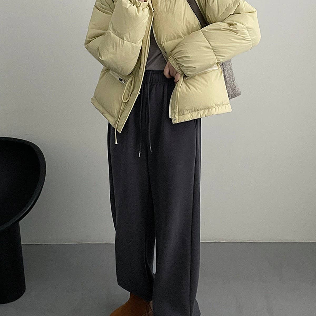 Fleece and thick warm corset wide leg sweatpants