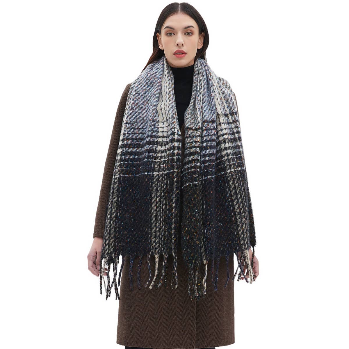 Gradient Fringe Scarf ? Fall/Winter Jacquard Wrap