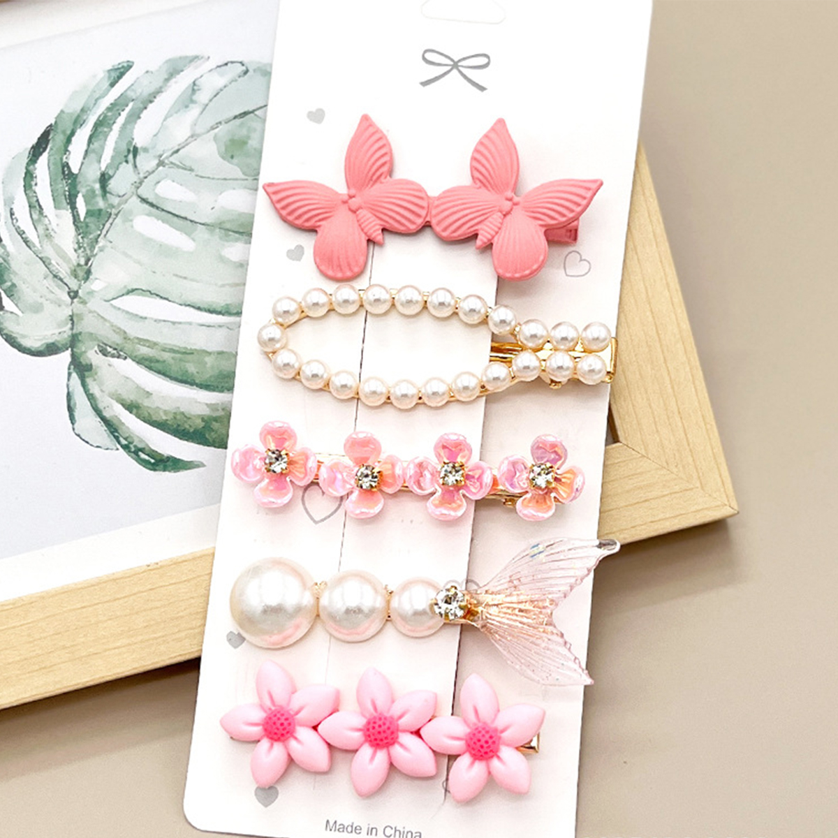 Rhinestone Pearl Hair Clip Set - Elegant Side Pin _CWAHA0159