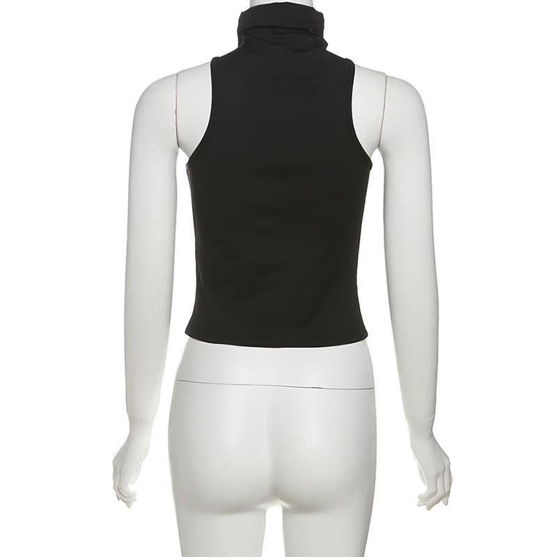 Solid-color crop top with a slim neckline