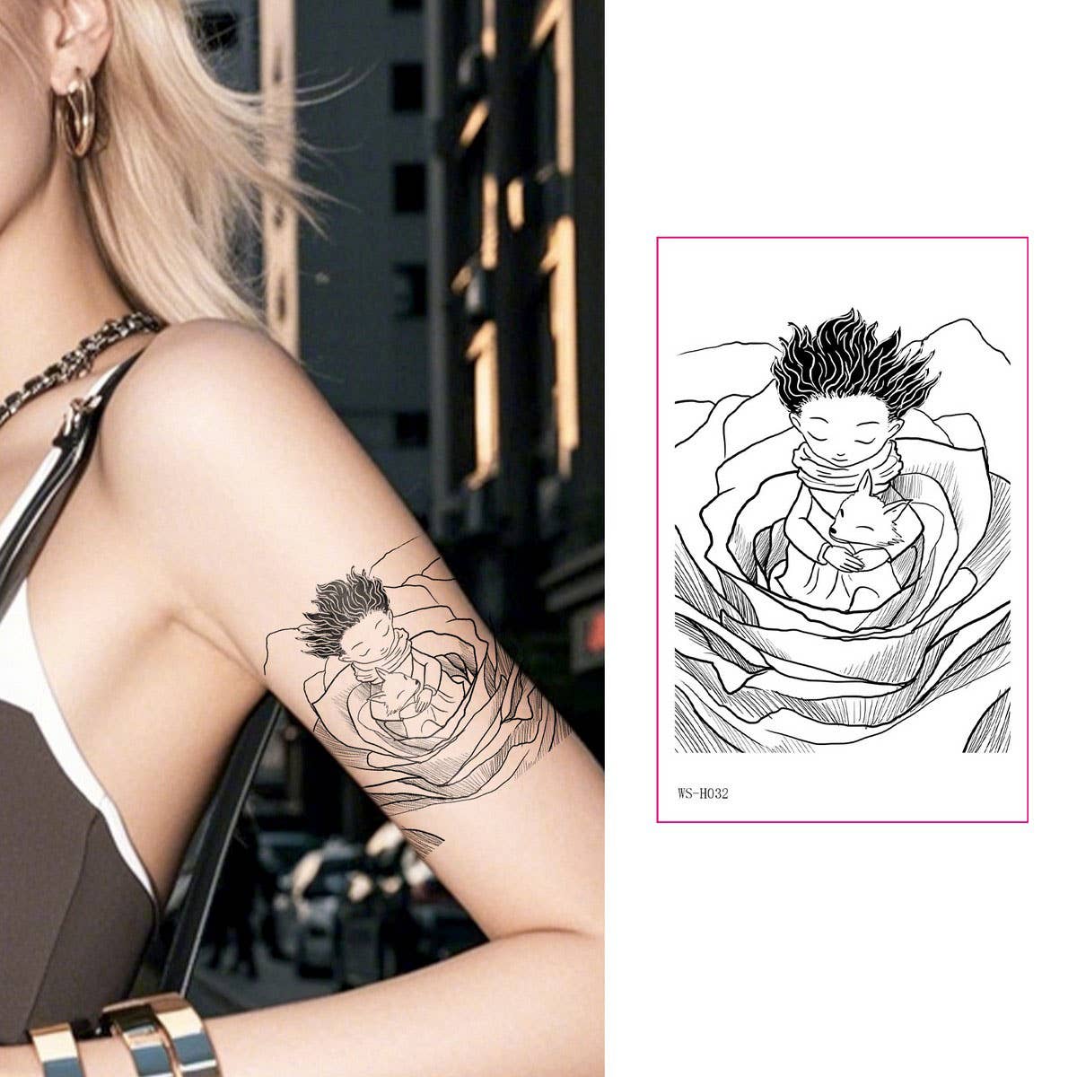 Prince Boy Rose Fox Planet Tattoo Stickers_CWMM8267