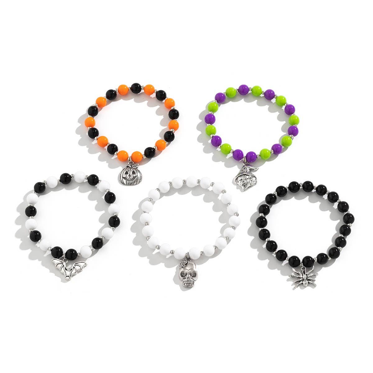 NEW SKULL PUMPKIN COLOR BRACELET SET