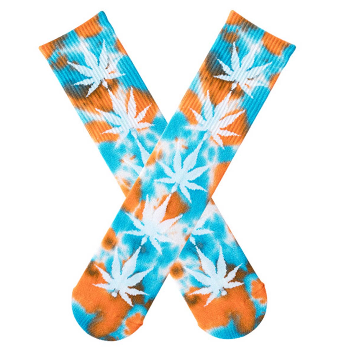 TIE-DYED MAPLE LEAF PATTERN SOCKS