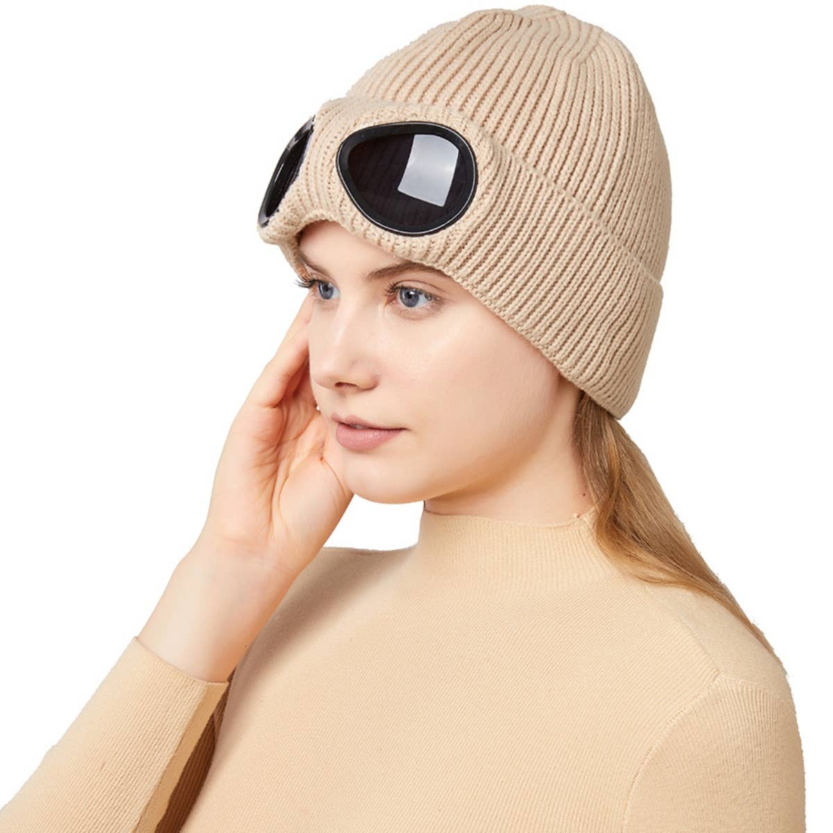 CWAH2210_WINTER WOOL SKI WINDPROOF GLASSES HAT
