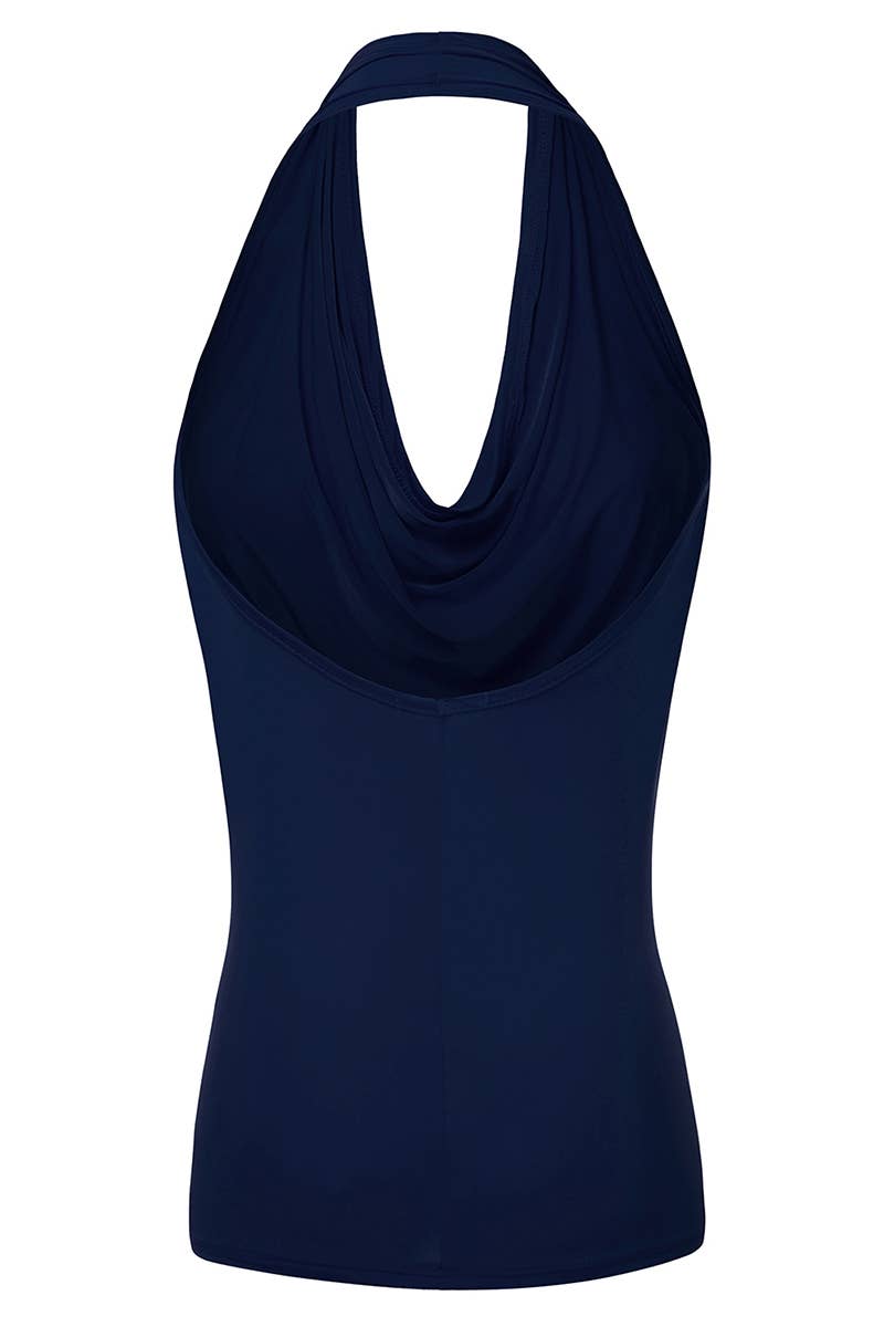 AWTHT028_Halter Neck Draped Front Open Back Top