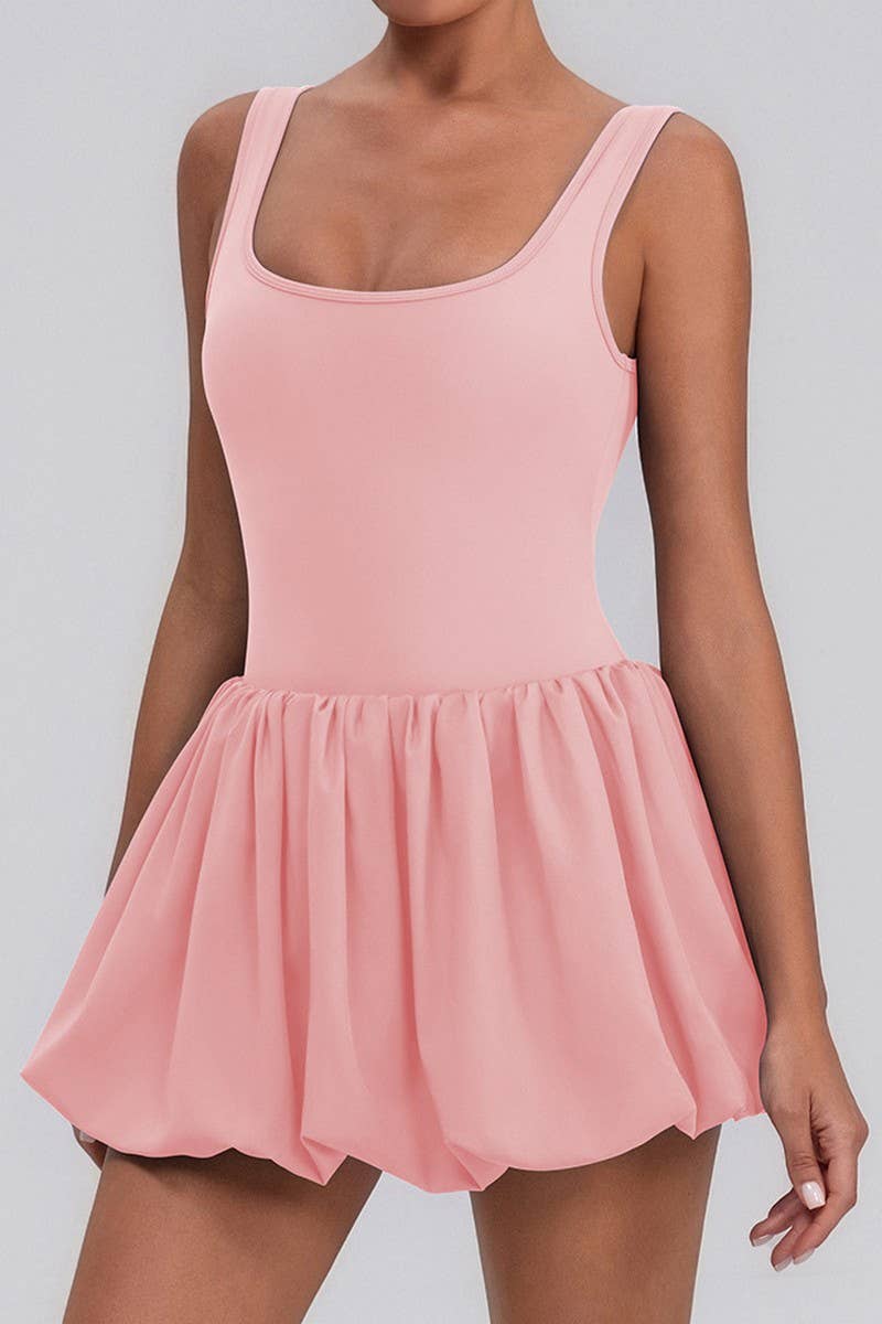 CWDSD8833_FITNESS YOGA PLEATED SKIRT FAKE TWO-PIECE DRESS