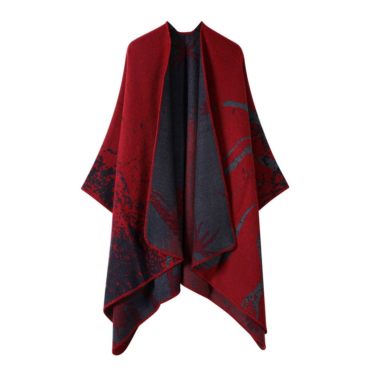 PLAIN ALL-MATCH SHAWL KNITTED CAPE SCARF_CWASC2181