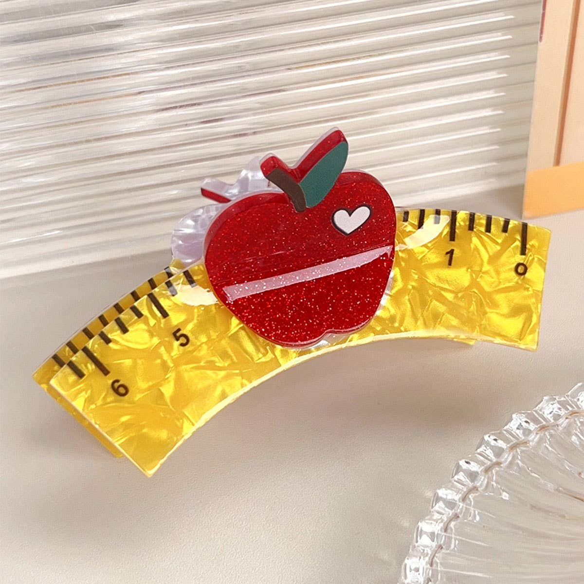 Apple ruler hairpin Cartoon car hairpin