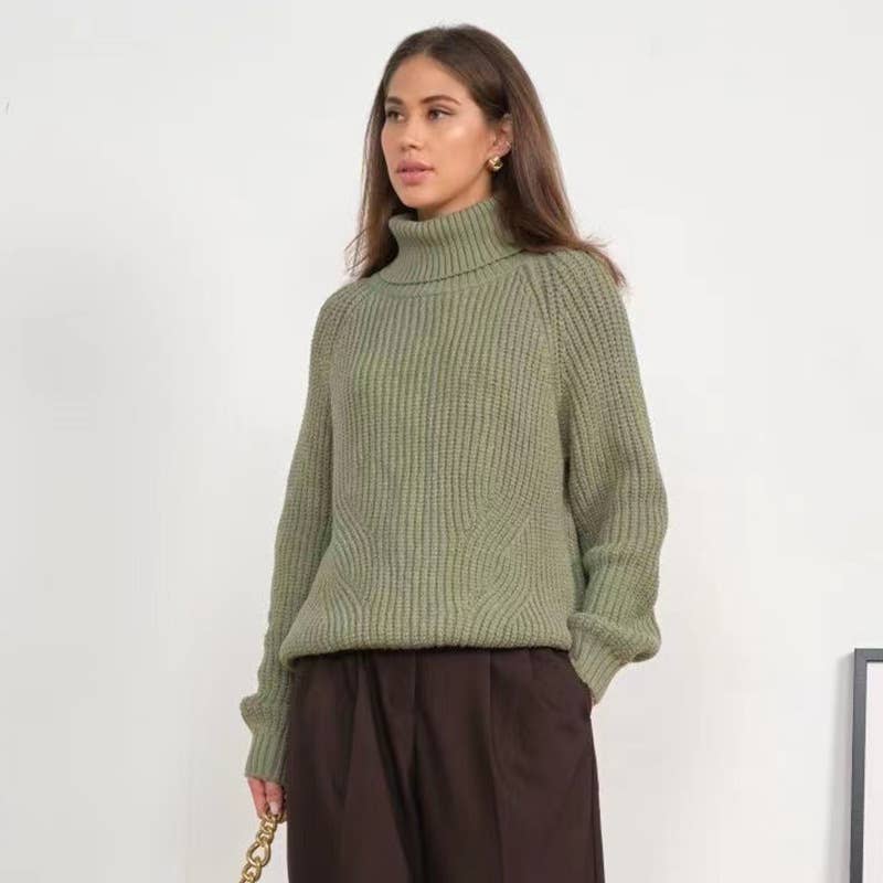 TURTLENECK CASUAL SIMPLE MEDIUM LONG SWEATER
