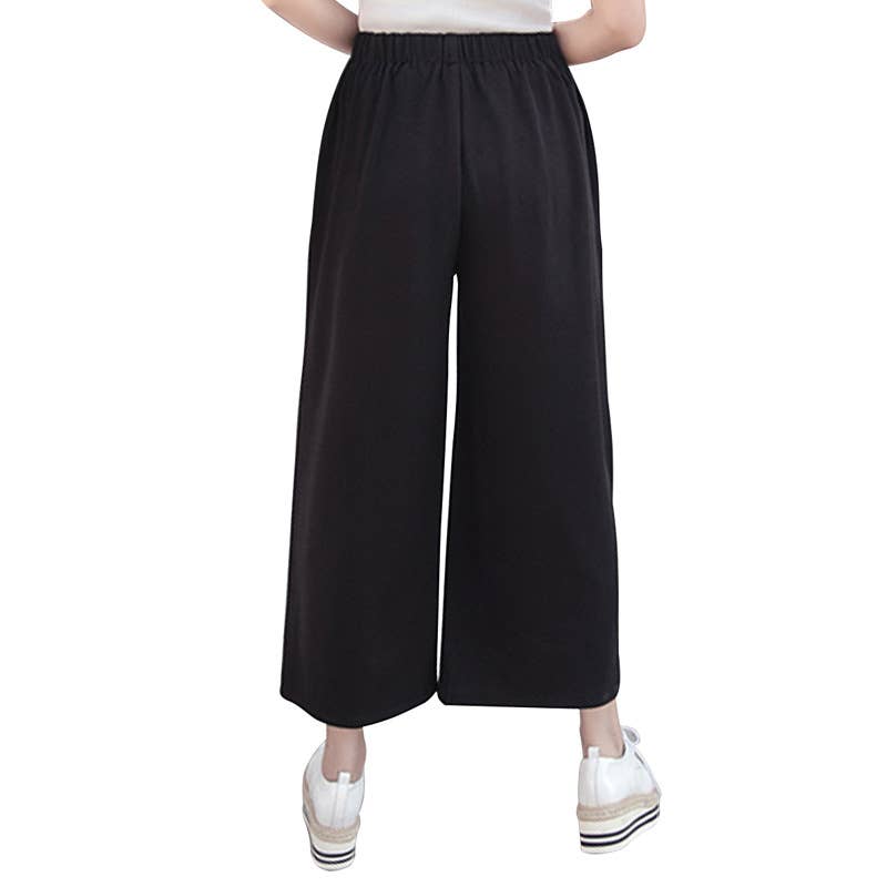 MID-RISE PANTS CROPPED CASUAL STRAIGHT LEG PANTS