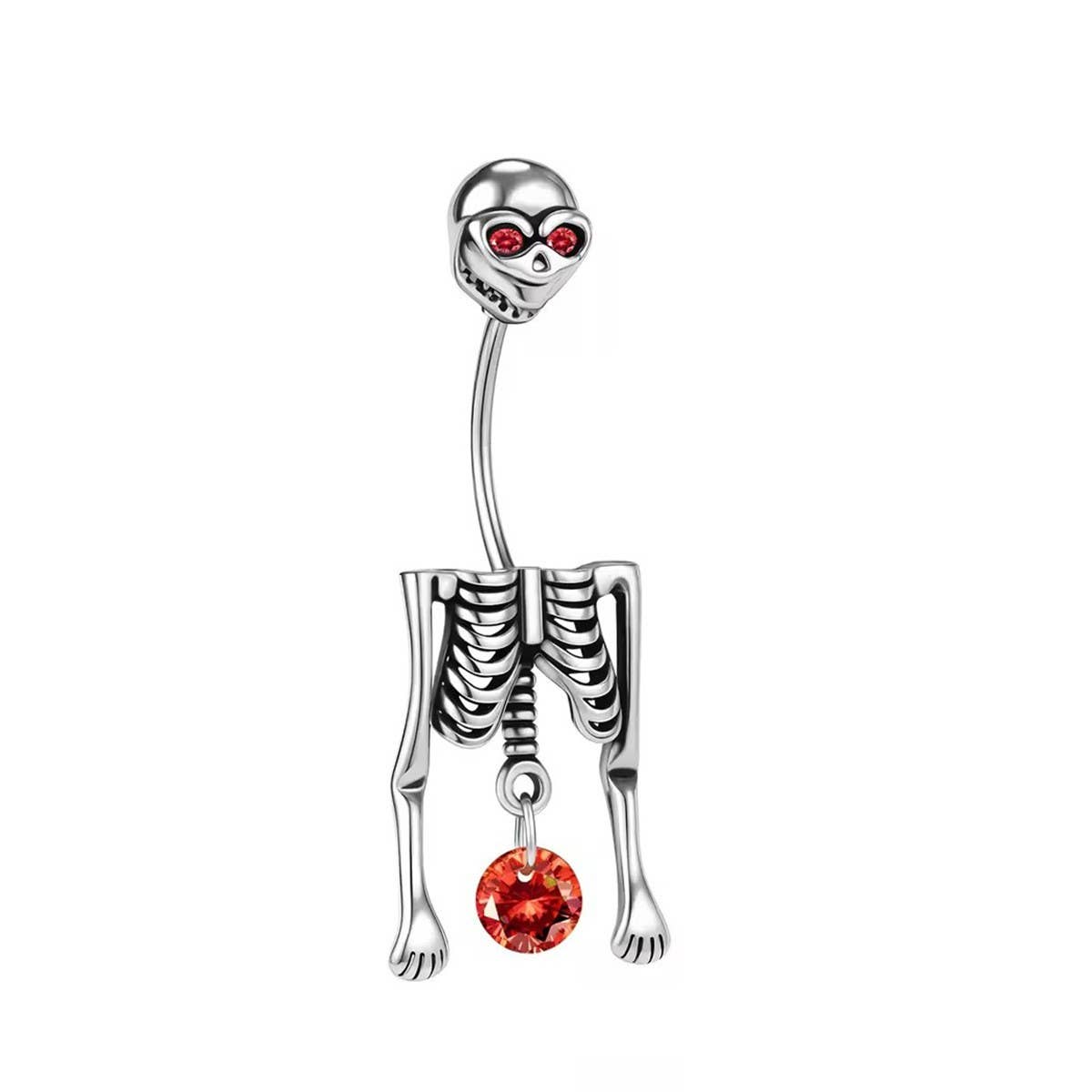 Halloween Skull Pearl Dangle Belly Button Ring