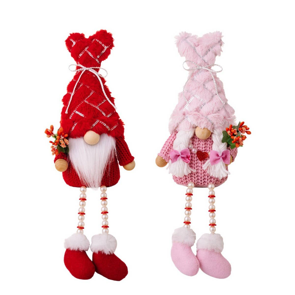 CWMM10268_VALENTINE GNOME PLUSH DOLL WITH SEQUIN HEART HAT