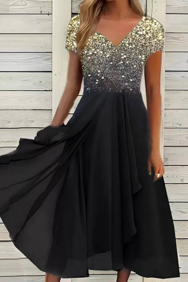 CWDMD6216_SUMMER CASUAL FASHION PATCHWORK DRESS