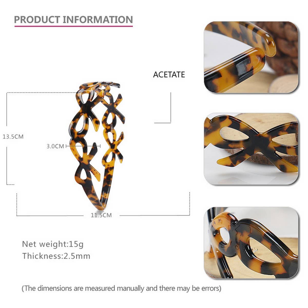 TORTOISESHELL SIMPLE ACETATE HEADBAND HAIRPIN