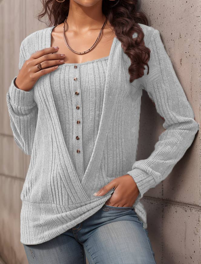SINGLE BREASTED SOLID COLOR CASUAL TWO PULLOVERS