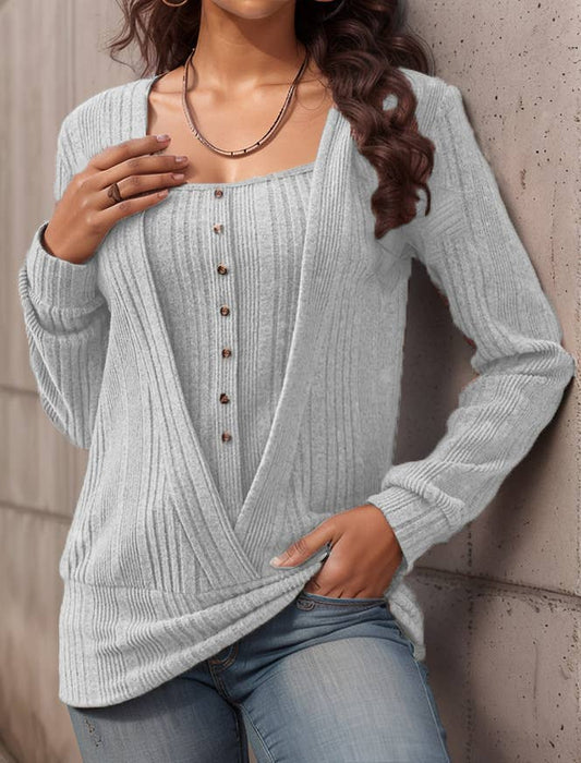 SINGLE BREASTED SOLID COLOR CASUAL TWO PULLOVERS