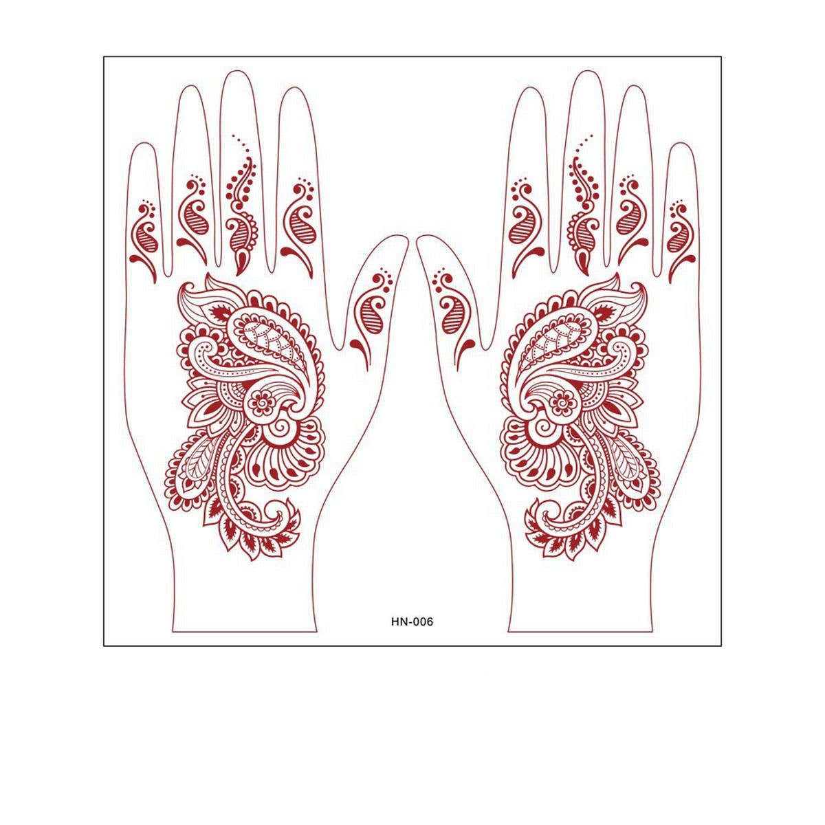 Realistic Henna Tattoo Stickers Brown Red Lace_CWMM8361