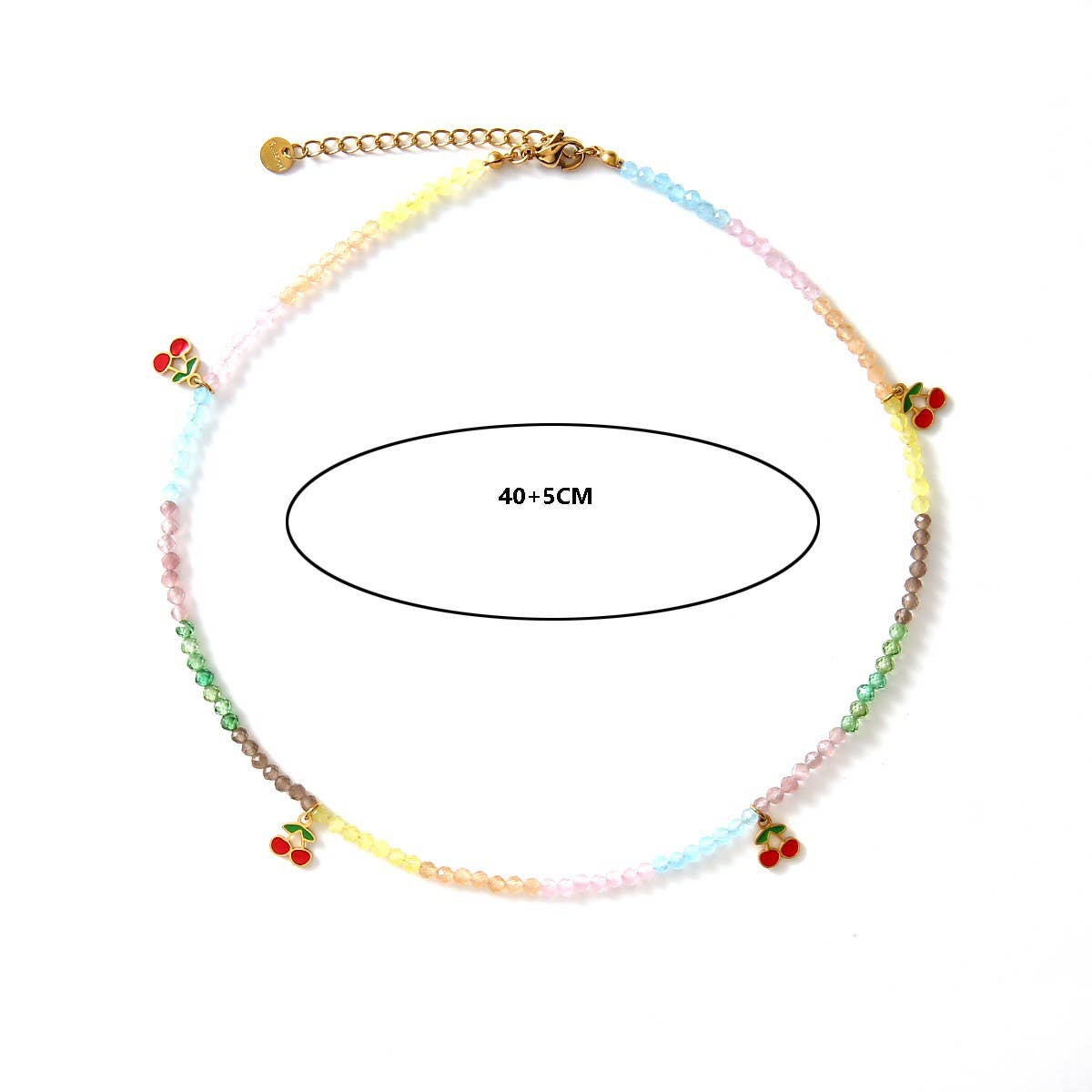 Stainless Steel Cherry Necklace with Bow Charm_CWMM8826