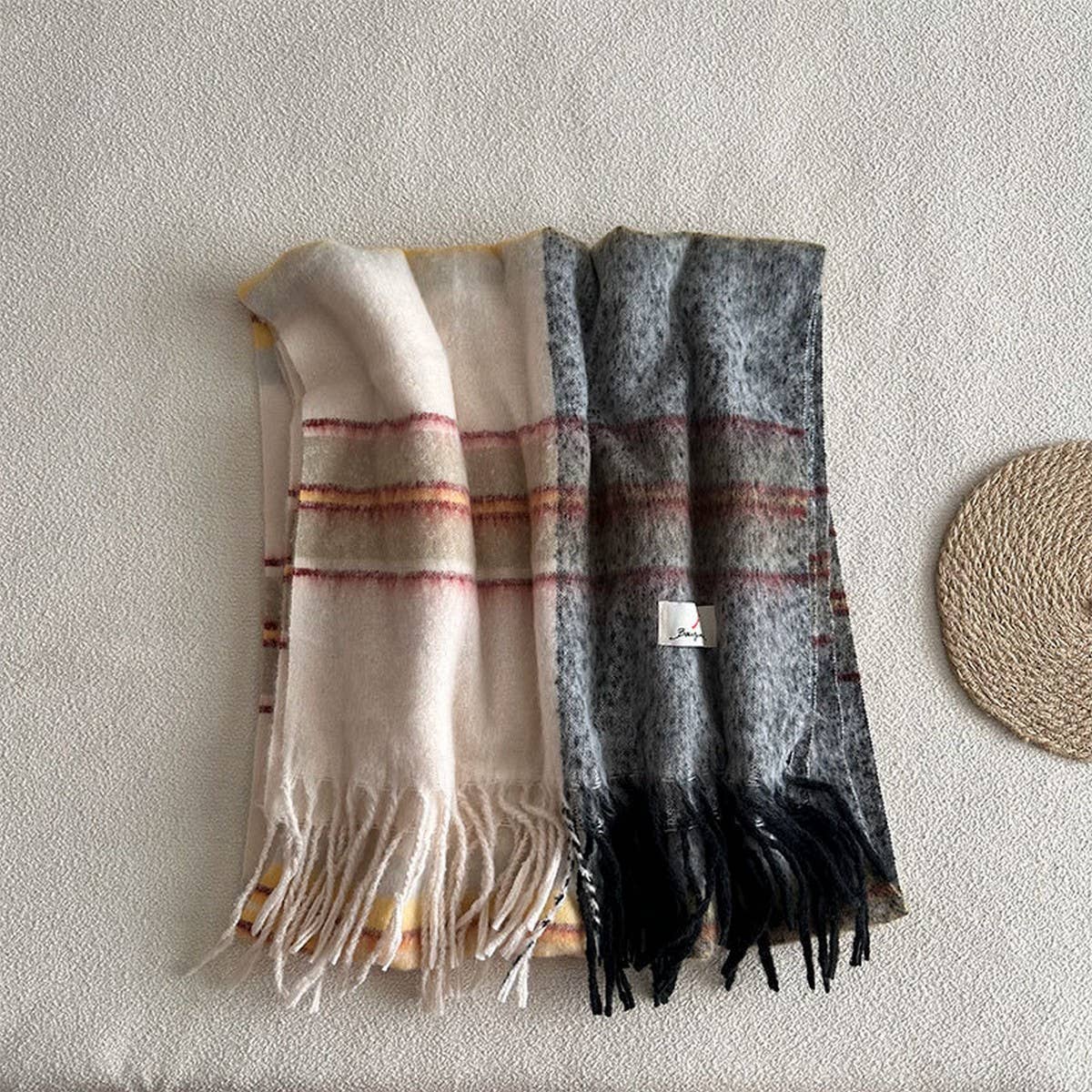 Blue Plaid Faux Cashmere Scarf ??Winter Warm_CWASC2337