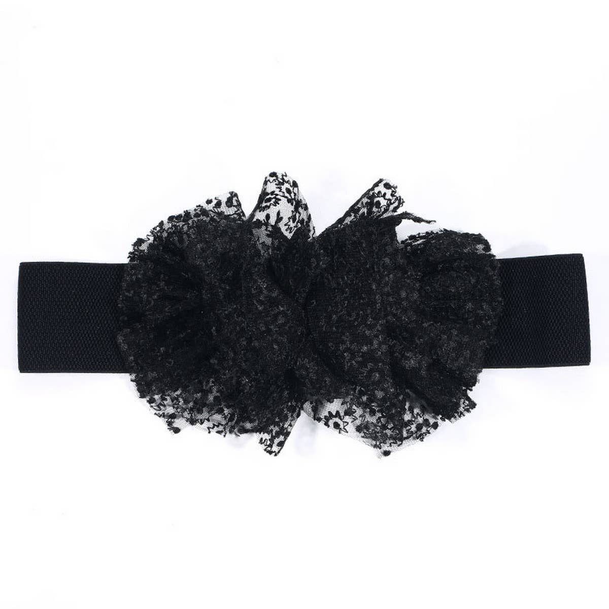 Oversized Tulle Flower Elastic Belt for Women_CWMM6423