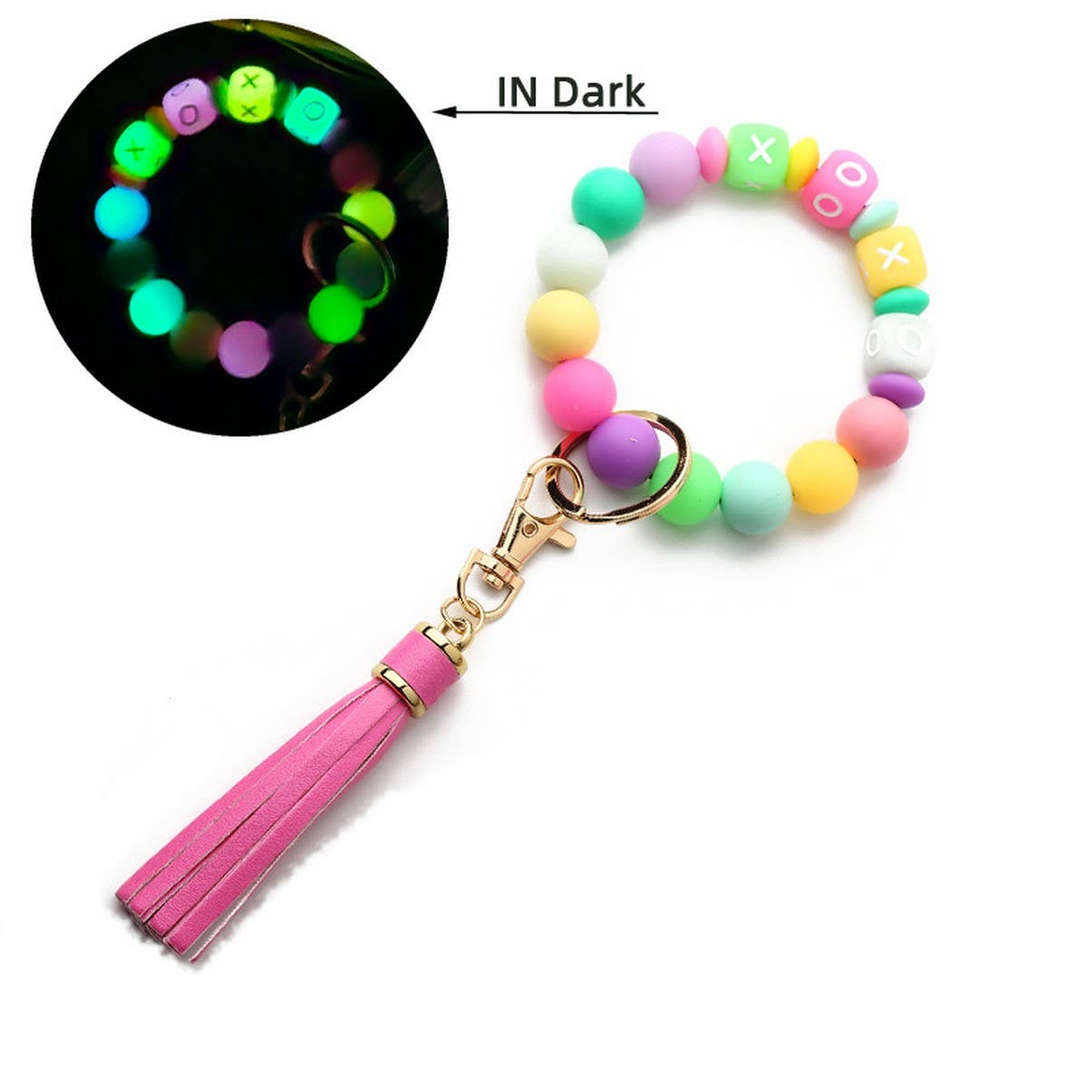 Glow-in-the-Dark Wristband with Tassel Keychain