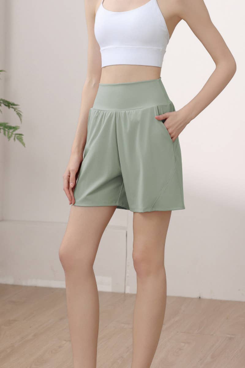 CWBSS0449_HIGH WAIST TUMMY CONTROL LOOSE SPORTS SHORTS