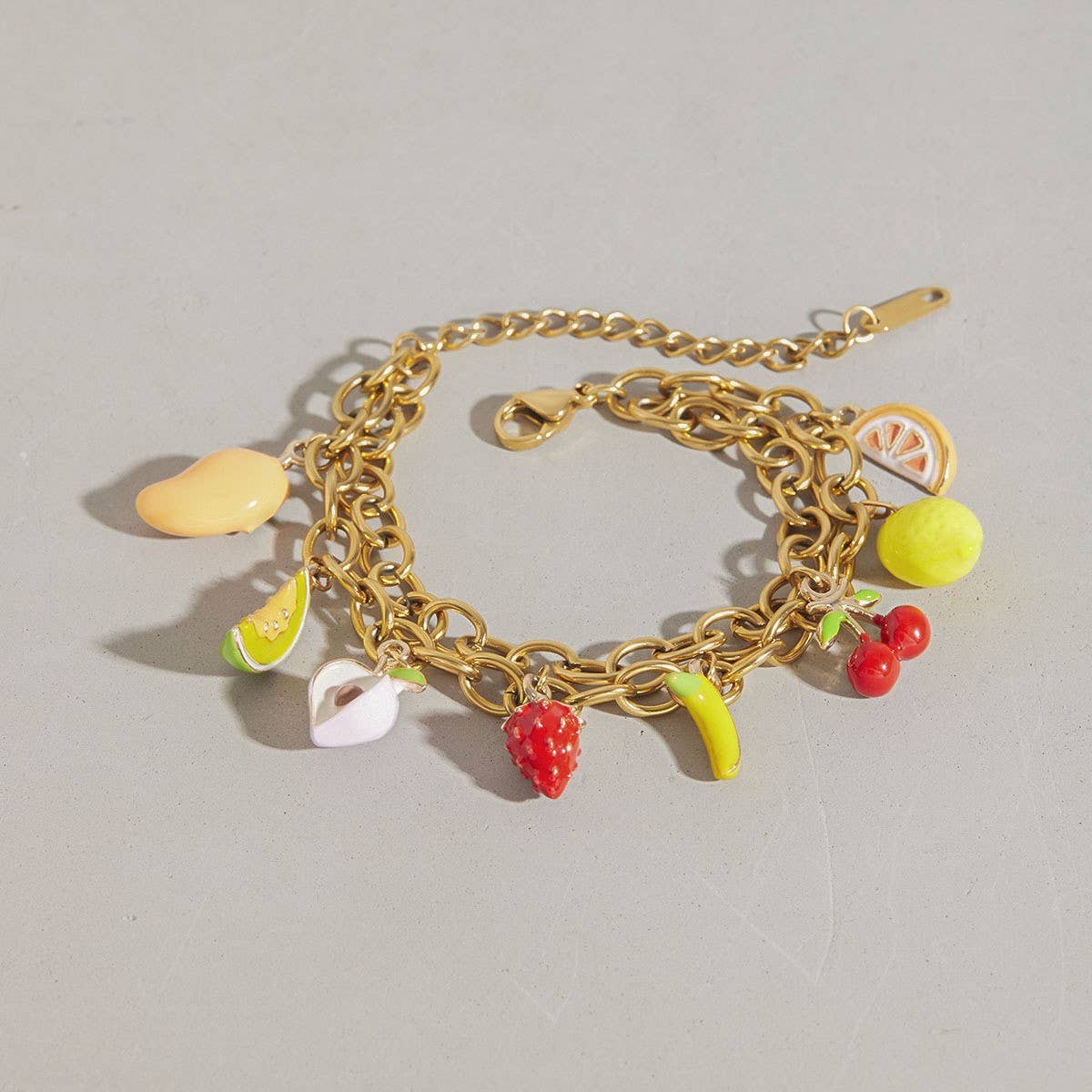 Delicate 18K Gold Double Cross Chain Bracelet