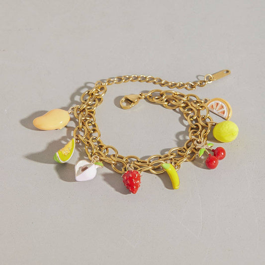 Delicate 18K Gold Double Cross Chain Bracelet