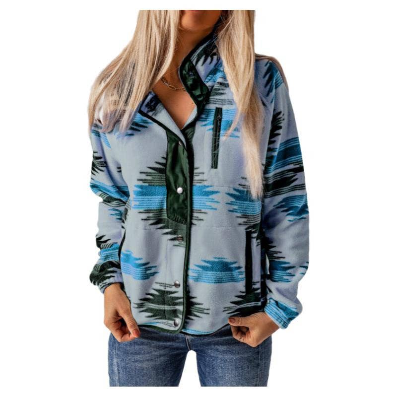 WESTERN PRINT FASHION WARM COLOR CARDIGAN JACKET
