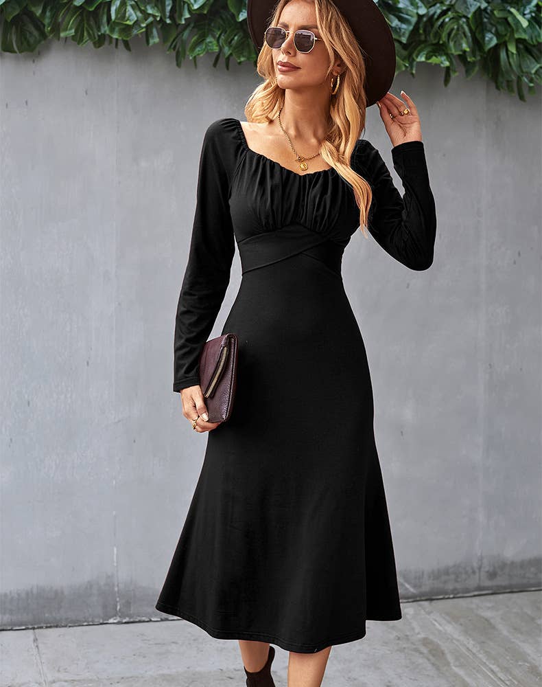 SOLID COLOR BASE DRESS FRENCH ROMANTIC DRESS