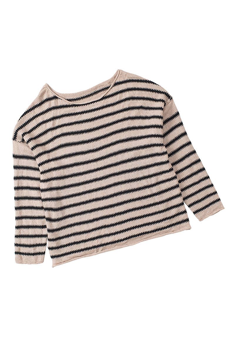 DROP SHOULDER COMMUTER STRIPED PRINT SWEATER