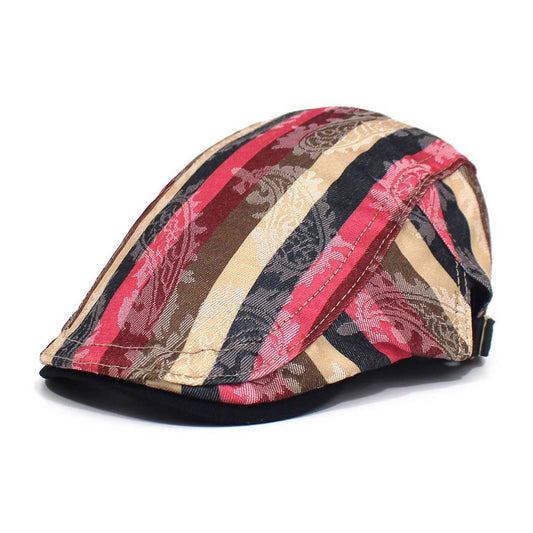 2024 NEW STRIPED PRINTED BERET FORWARD CAP_CWAB2920