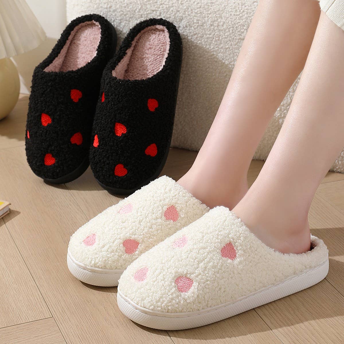 CUTE CARTOON LITTLE HEART WINTER COTTON SLIPPERS