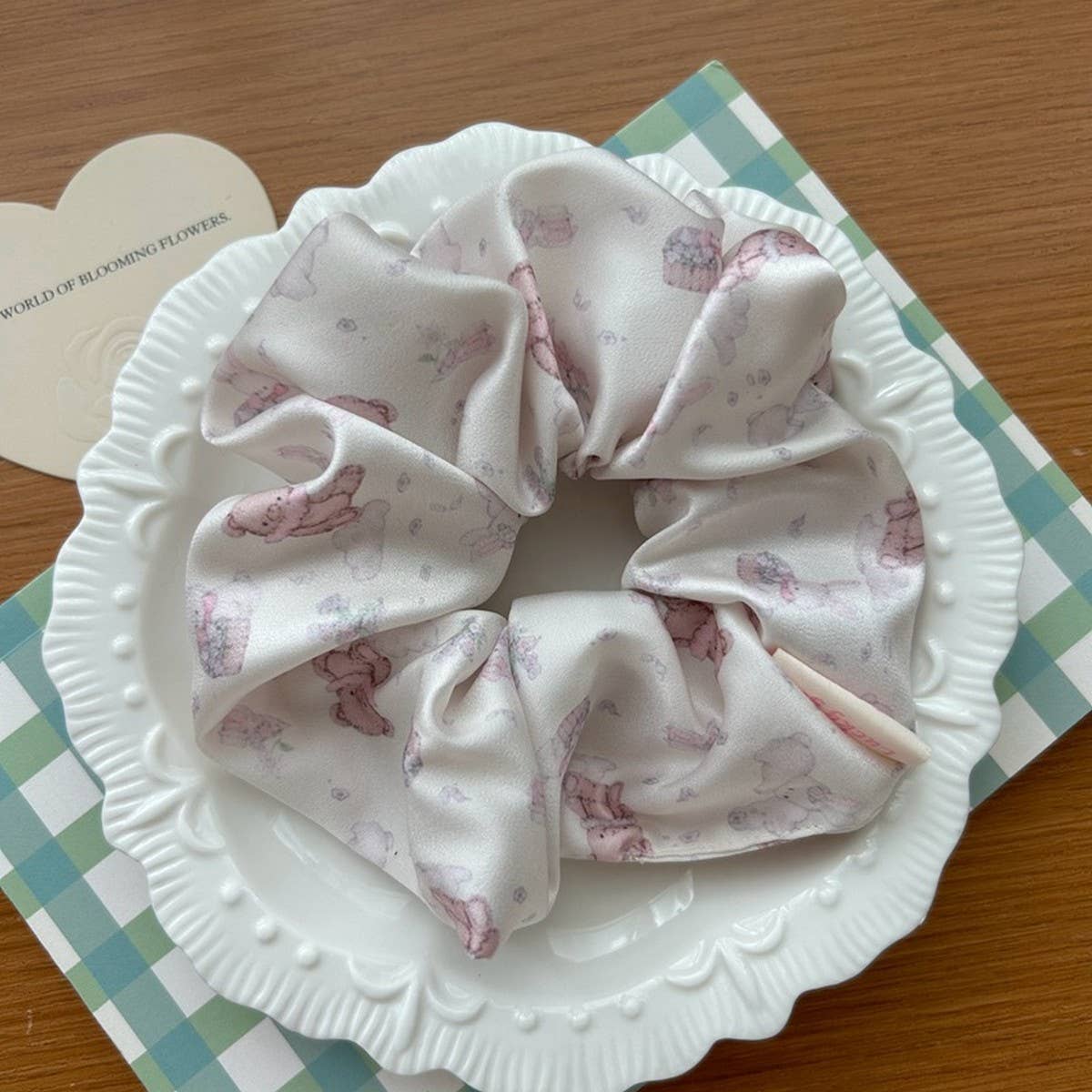 CREAMY SWEET CARTOON PRINT HAIR SCRUNCHIES